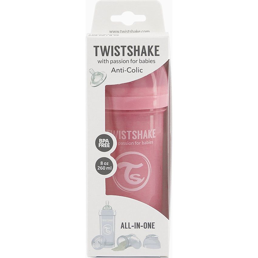 Biberon anti-colique 260 ml - Rose Pastel - Ecru
