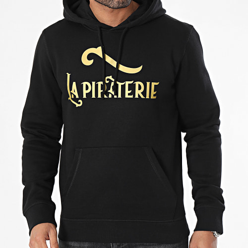 Sweat Capuche Logo Noir Doré