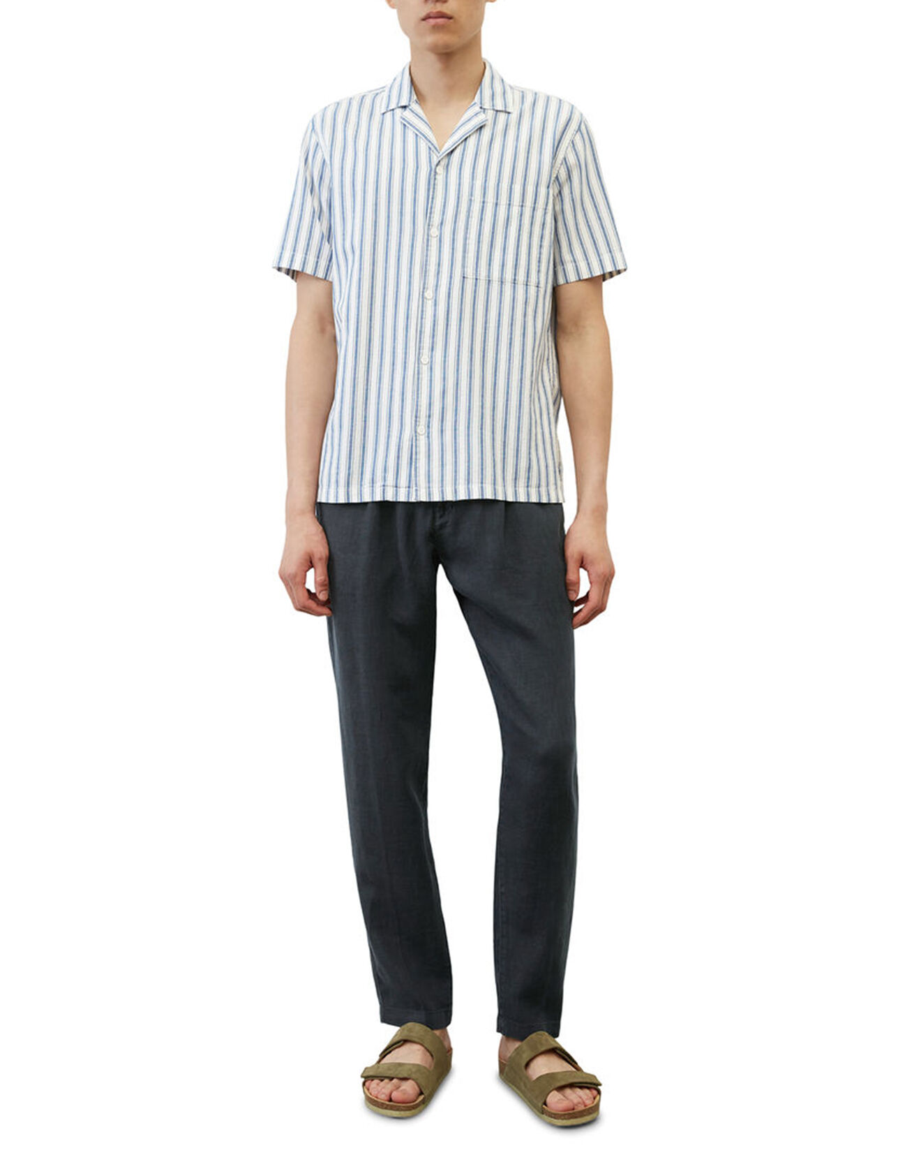Marc O'Polo Pantalon 100% Lin Osby Pant Pince bleu marine