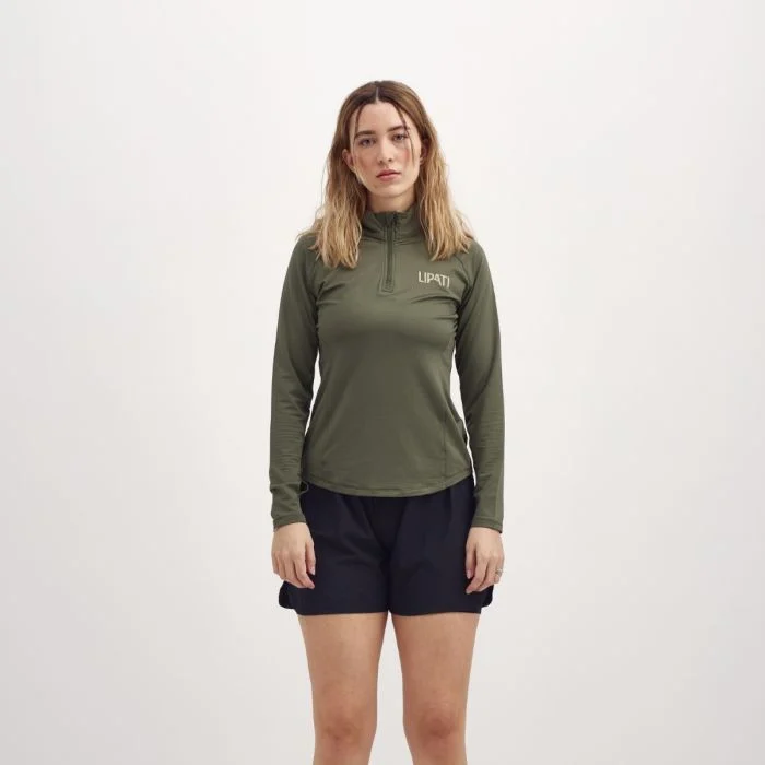 Lipati Dame Trøjer Moderate Half Zip Long Sleeve Grøn
