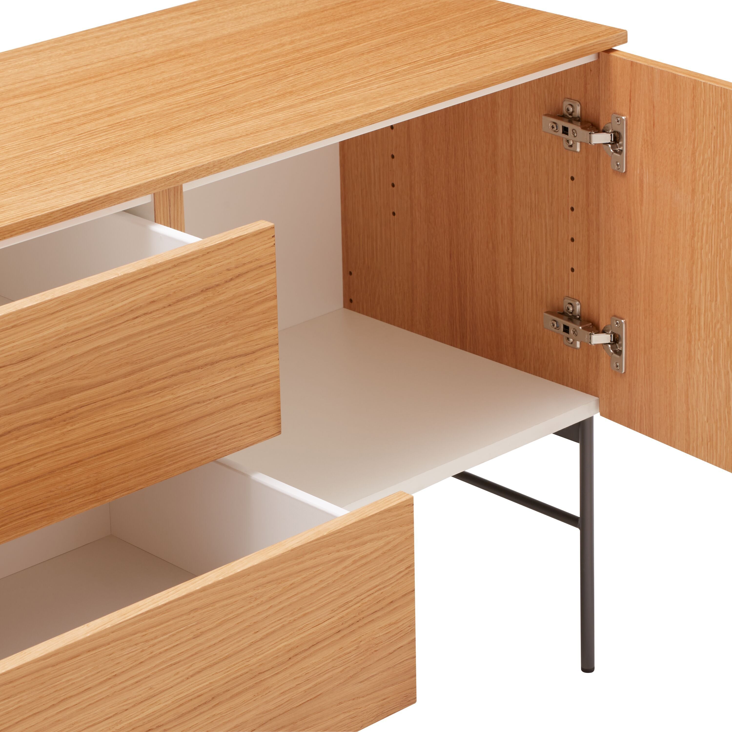 TILL Lowboard - Eiche furniert / B: 196.0 cm x T: 41.0 cm x H: 69.6 cm