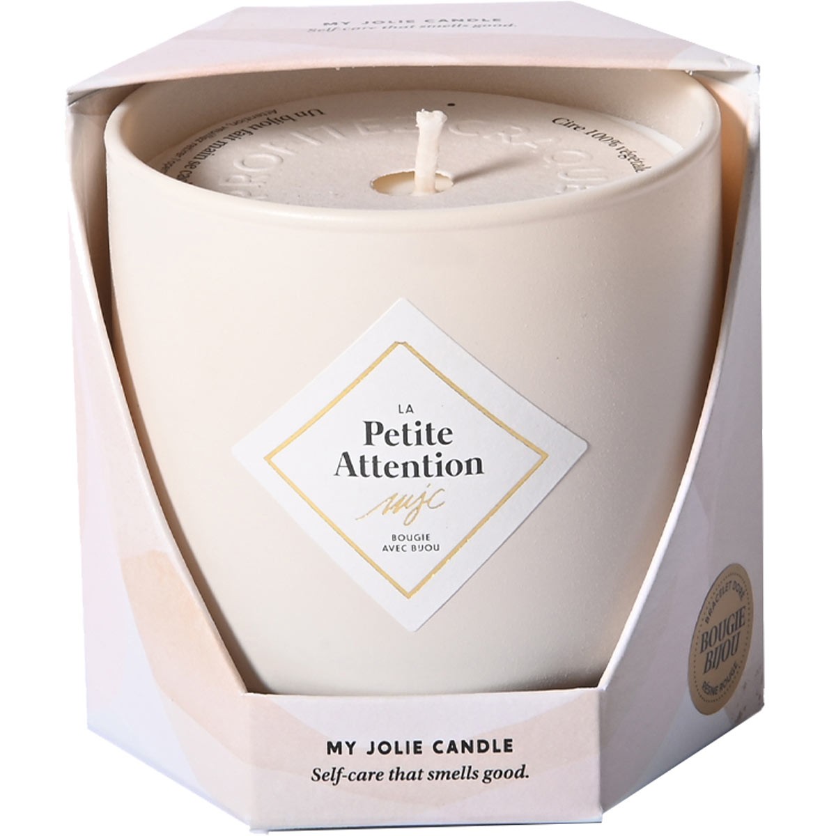 Bougie parfumée - Petite attention - Collier acier inoxydable doré & crème - 200 g