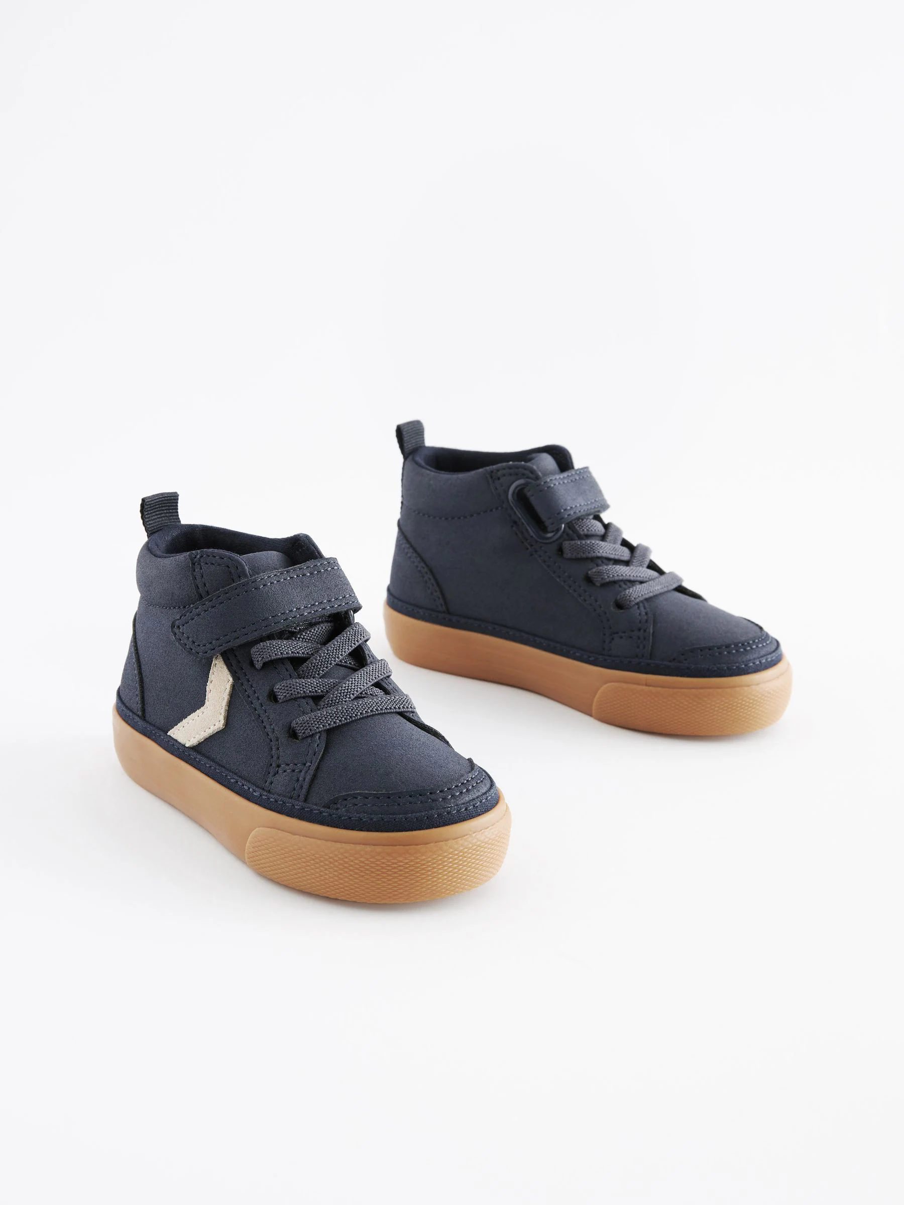 Donkerblauw - Schoenen met klittenbandsluiting, elastische veters en zigzagdetail