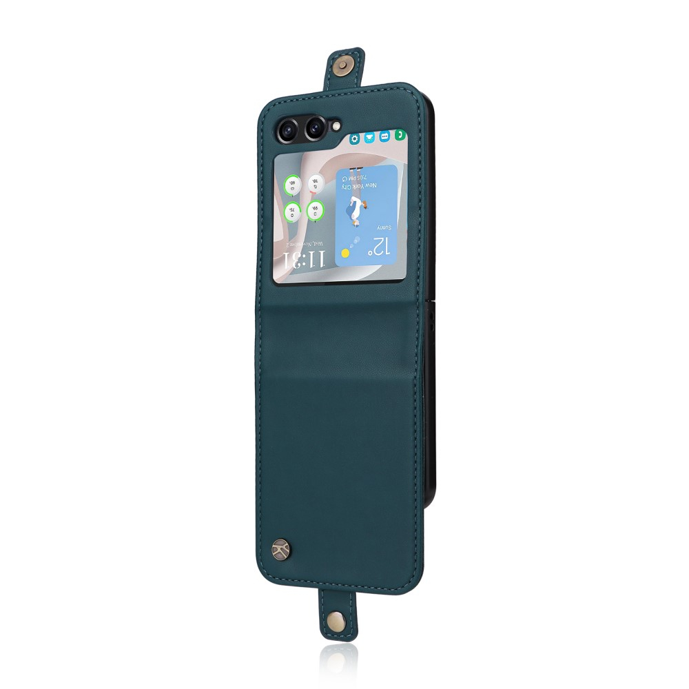 Samsung Galaxy Z Flip7 FE / Z Flip6 Leder Tasche Flip Cover mit Kartenfächer - Dunkelblau