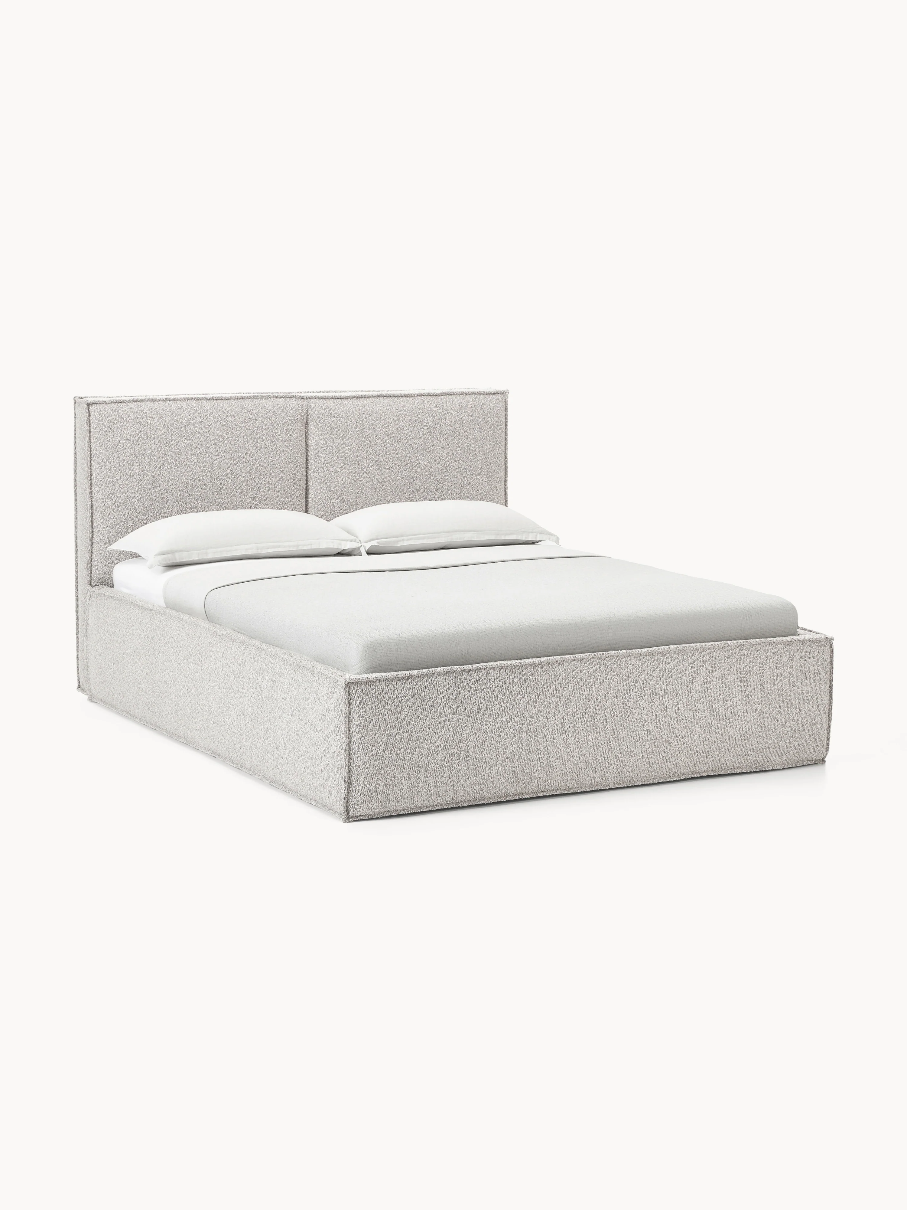Bouclé gestoffeerd bed Dream met opbergruimte