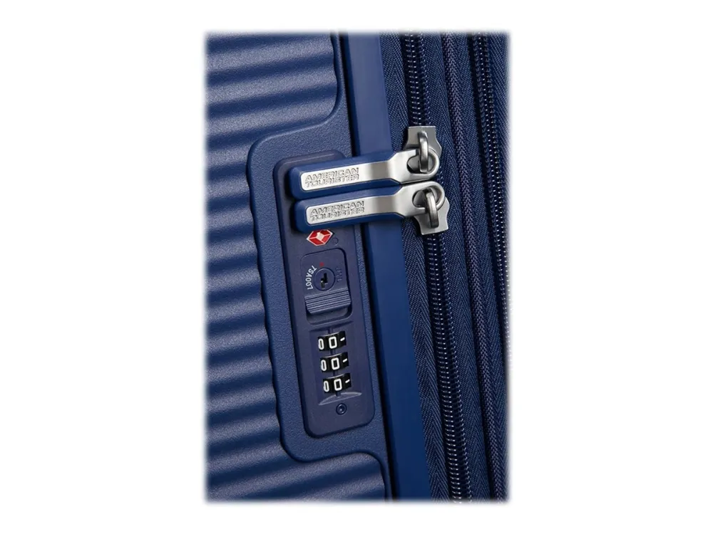American Tourister Soundbox Spinner Expandable - Spinner 67 cm - hardside - polypropylen - midnatsmarineblå