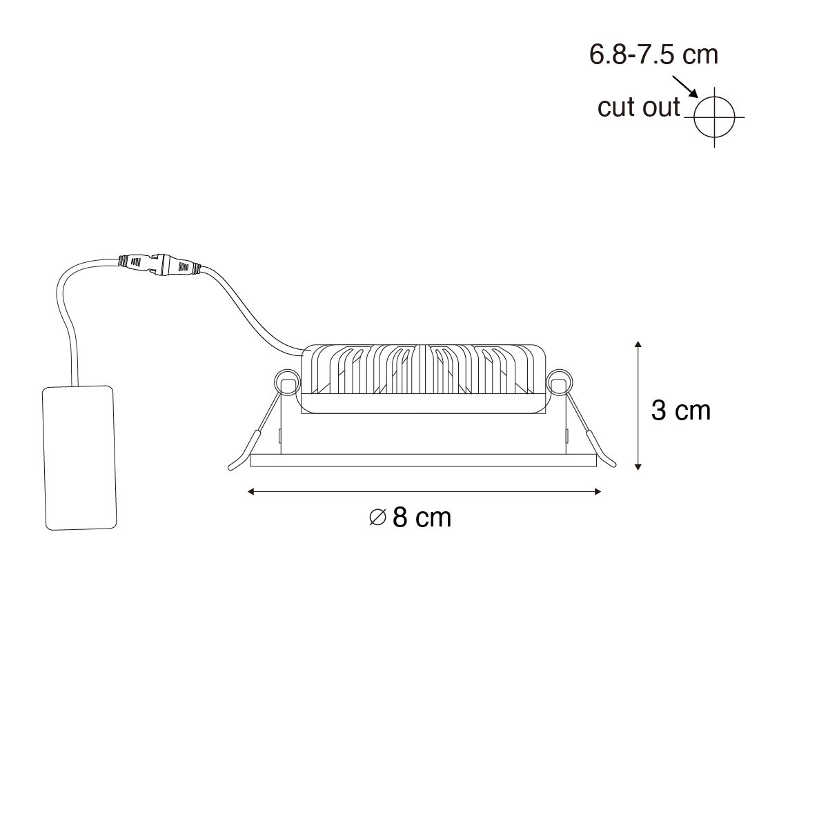 Set van 6 moderne inbouwspots wit 8,2cm incl. LED IP54 ultra slim - Pupil