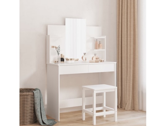 VIDAXL - Coiffeuse avec miroir blanc 96x39x142 cm