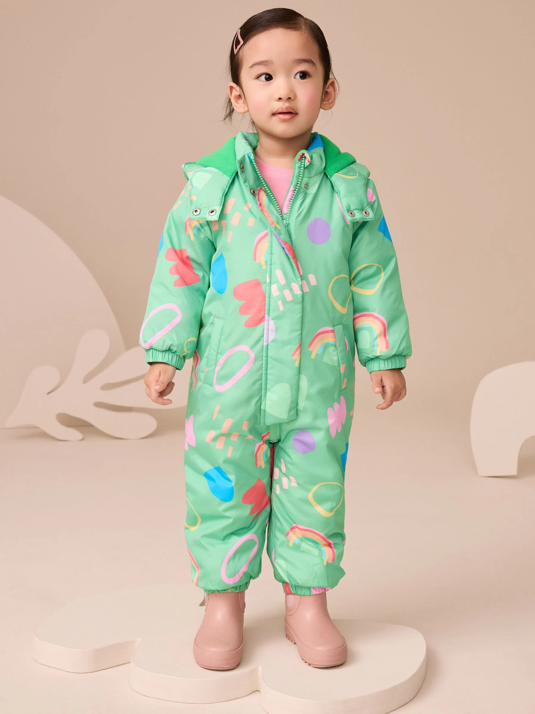 Groen met print - Regenbestendig sneeuwpak (3 mnd - 7 jr)
