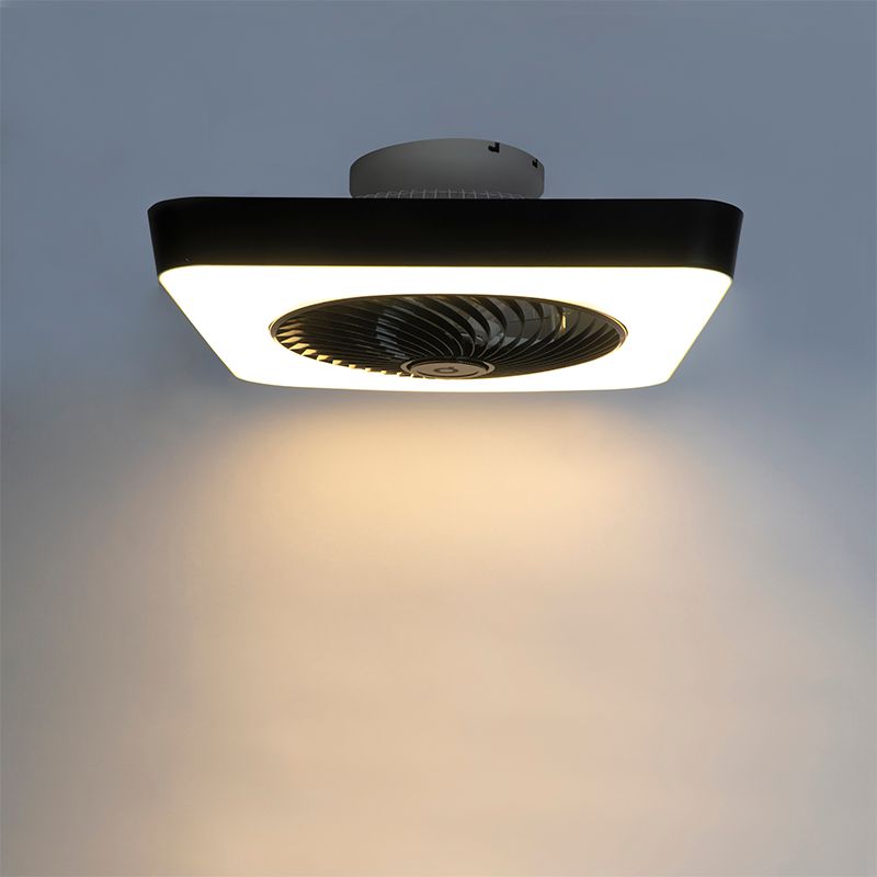 Plafondventilator vierkant zwart incl. LED dimbaar - Climo
