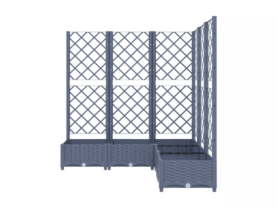 Jardinière avec treillis Gris foncé 120x120x121,5 cm PP