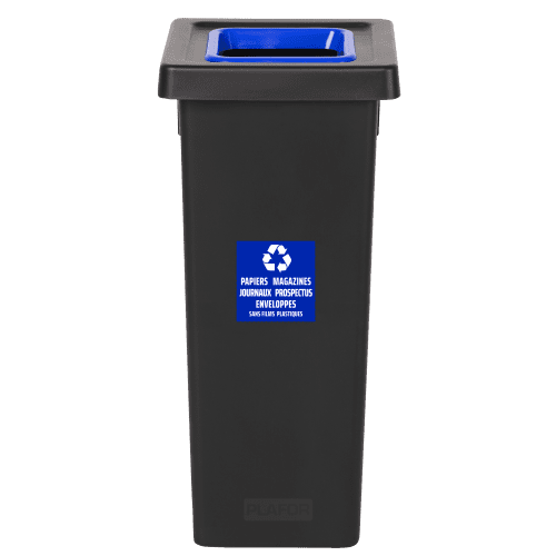 Poubelle PP recyclé Fit avec insert Ecogreen 50L noir/bleu Tampel
