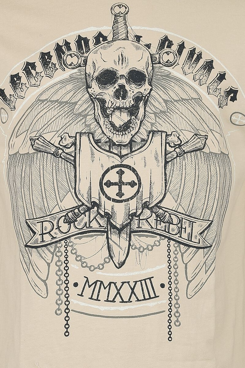 Haut Manches Longues Avec Imprimé Crâne | Rock Rebel by EMP T-shirt manches longues