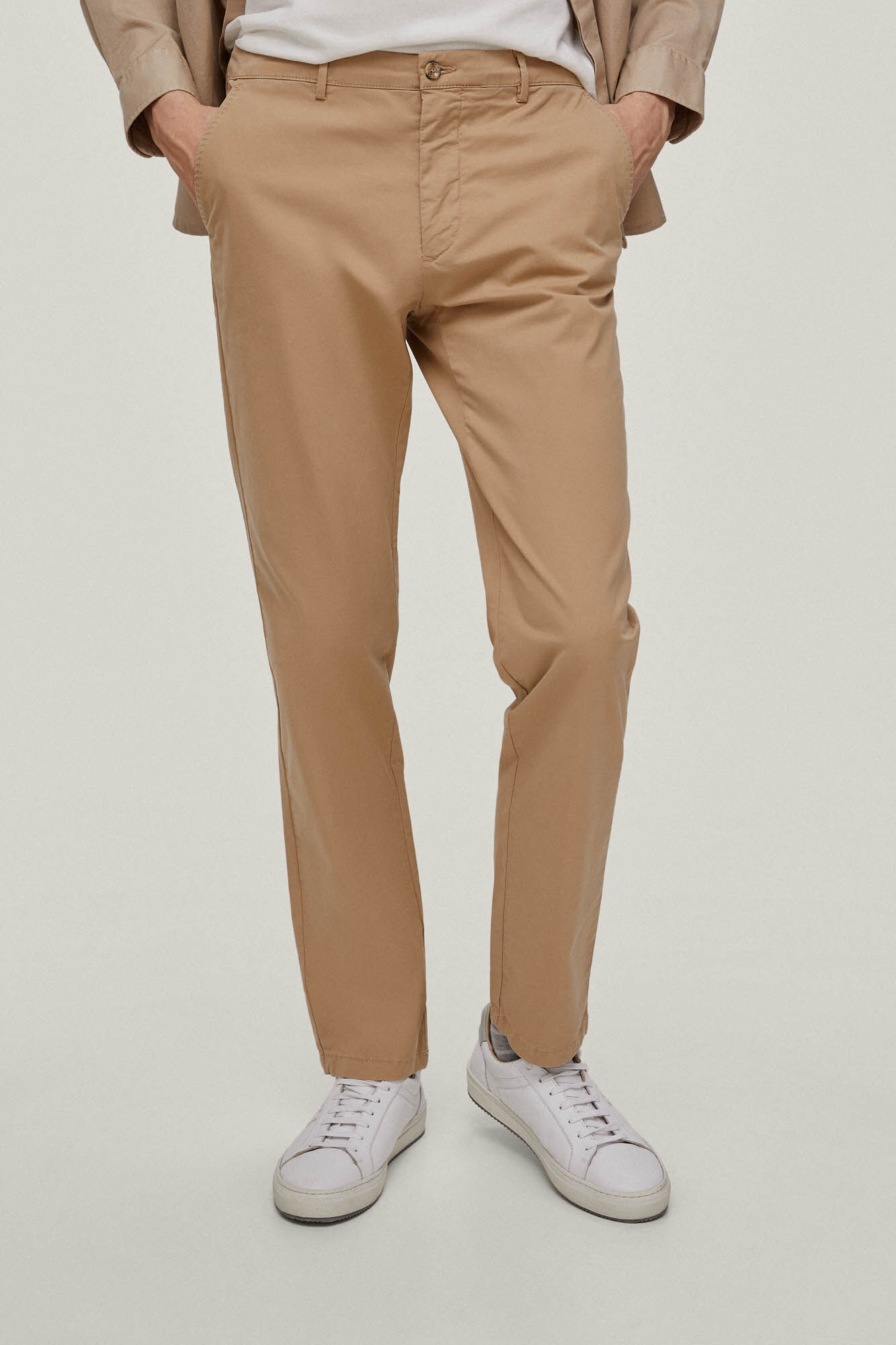 Calças chino Premium Flex Lightweight Regular - Bege