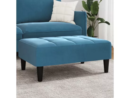 Repose-pied bleu 77x55x31 cm velours