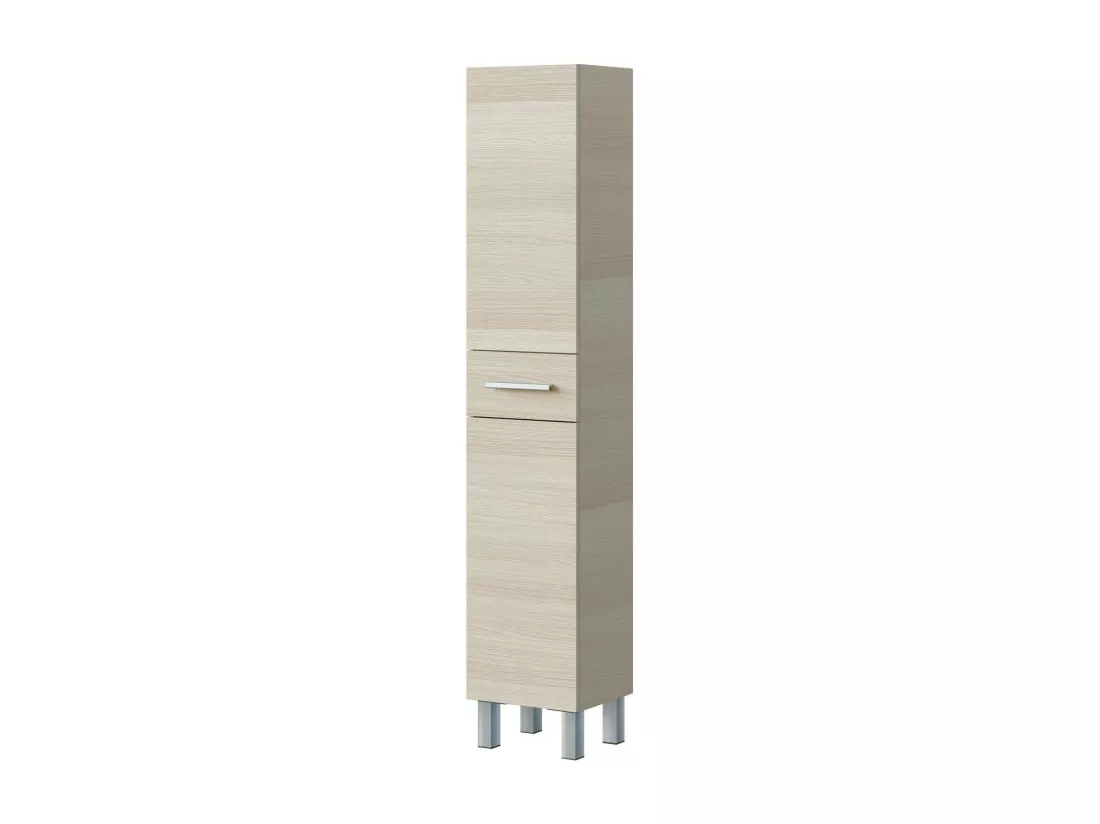 Colonne de salle de bain Dokerek, Élément mural de salle de bain avec 2 portes et 1 tiroir, Armoire haute, 35x31h182 cm, Chêne
