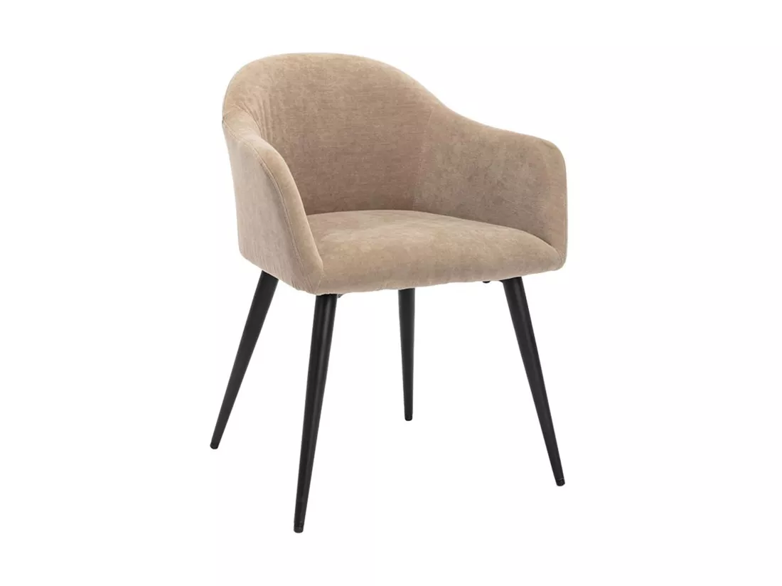 Lot de 2 chaises BIBO - avec accoudoirs - Effet velours & métal - Beige