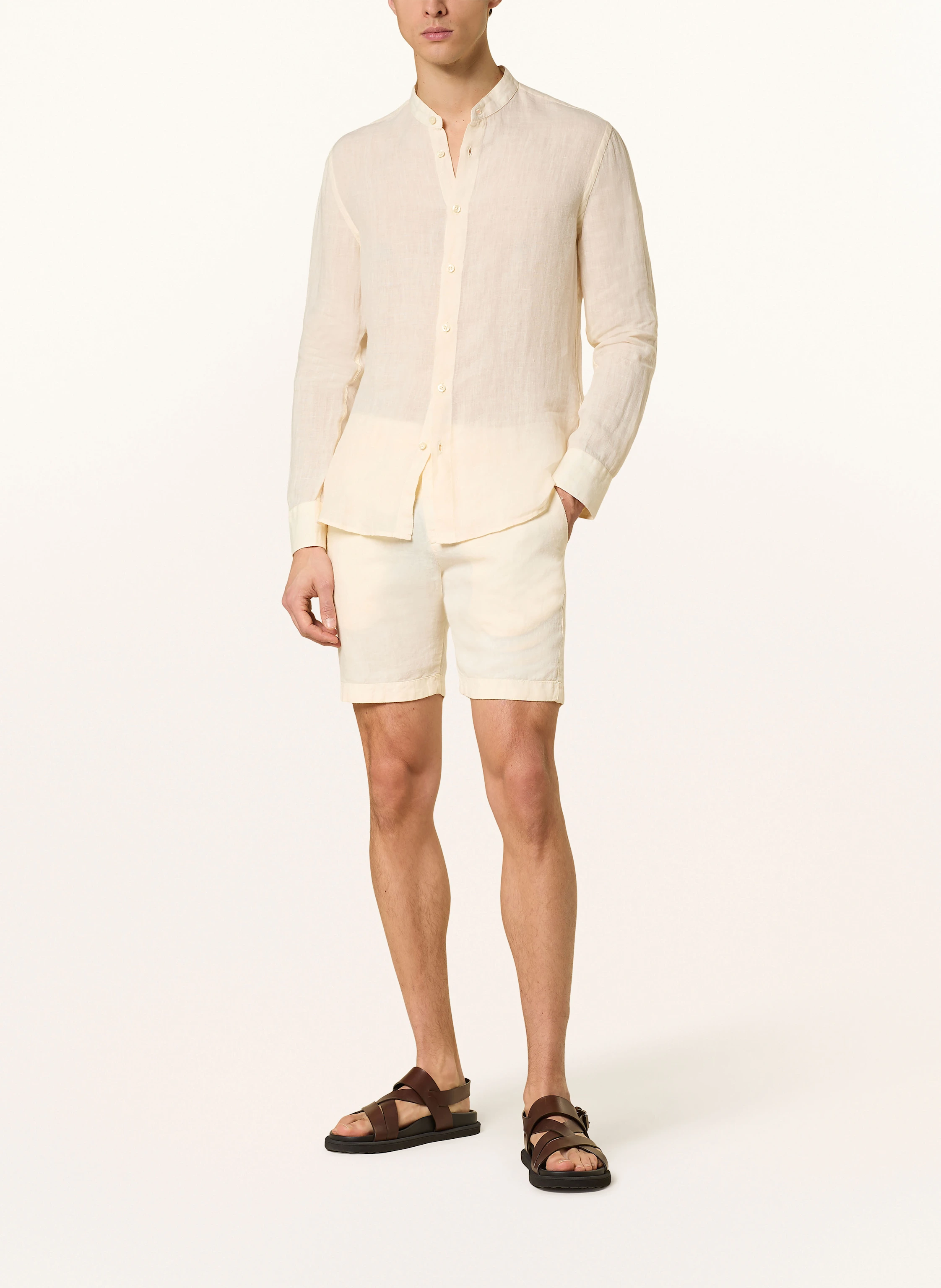 120%lino Leinenhemd Slim Fit mit Stehkragen