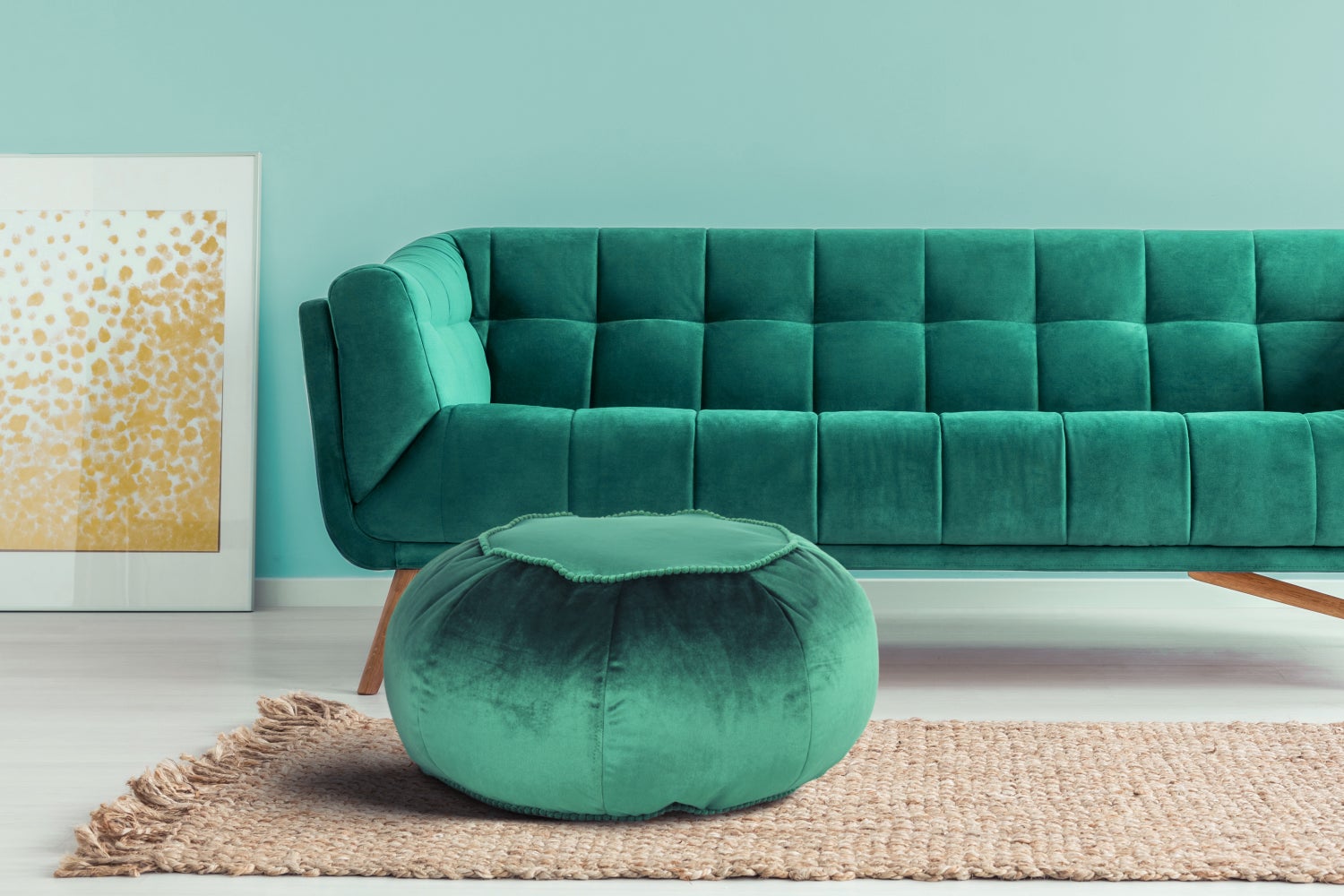Poefkruk, fluweelzacht, oosters design, groen, rond, Ø 65 cm