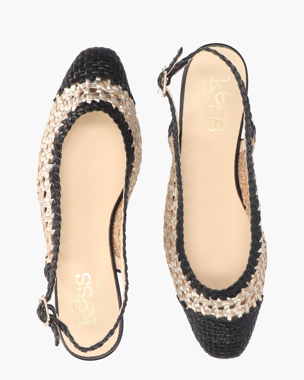 Kess 17040 Goud/Zwart Dames Slingbackloafers