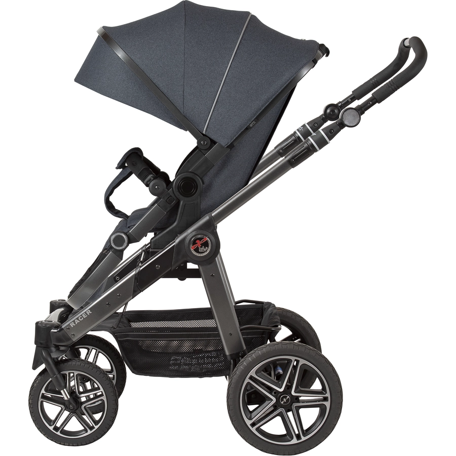 Hartan Kinderwagen Racer GTX mit Handbremse Casual Collection bluestone (908) Gestellfarbe platin