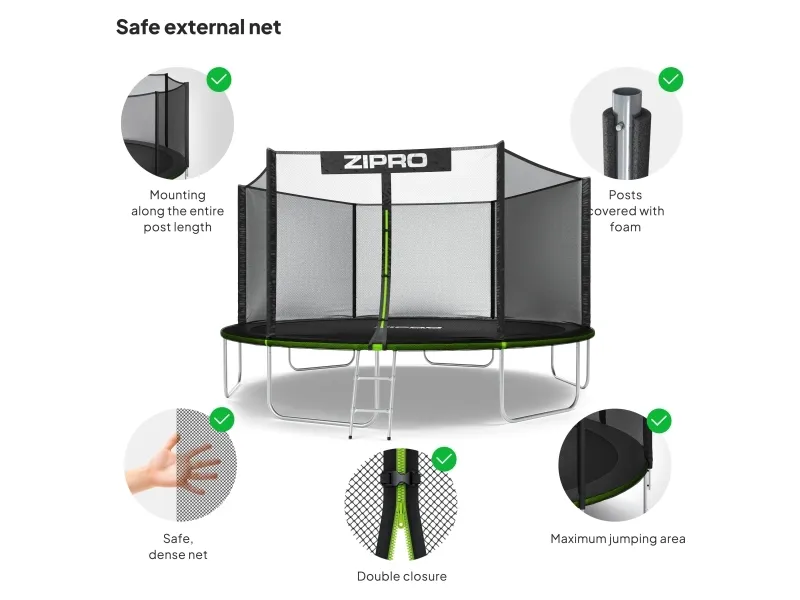 Zipro havetrampolin Jump Pro med 14FT 435cm udendørs net   skosæk GRATIS!