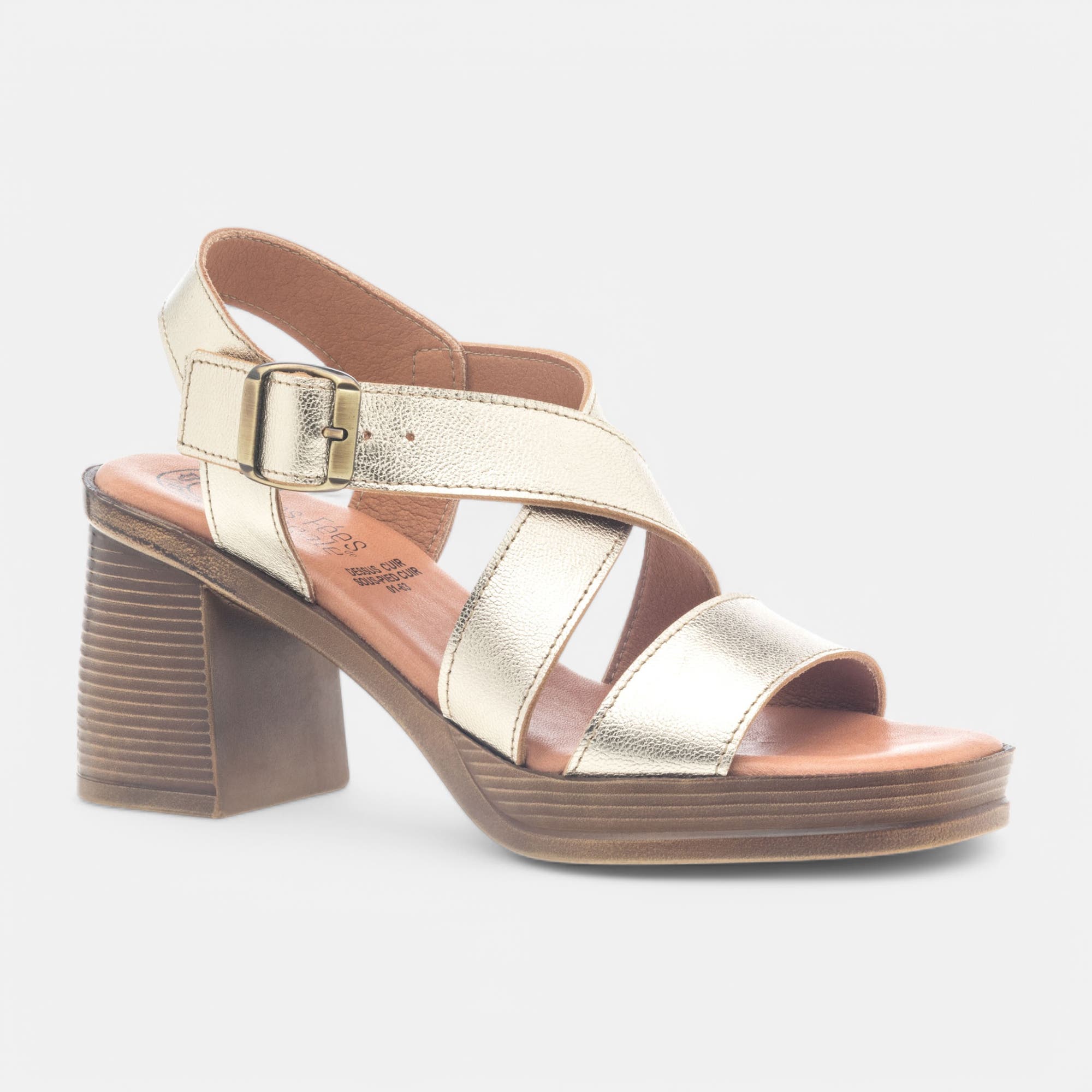 Nu-pieds à talon Femme en cuir or