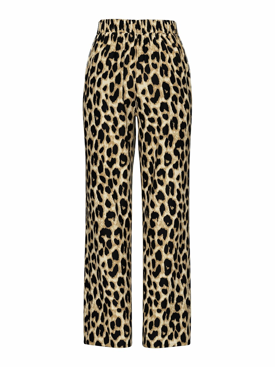 PEÇAS<br>Calças com estampa de leopardo, cintura alta