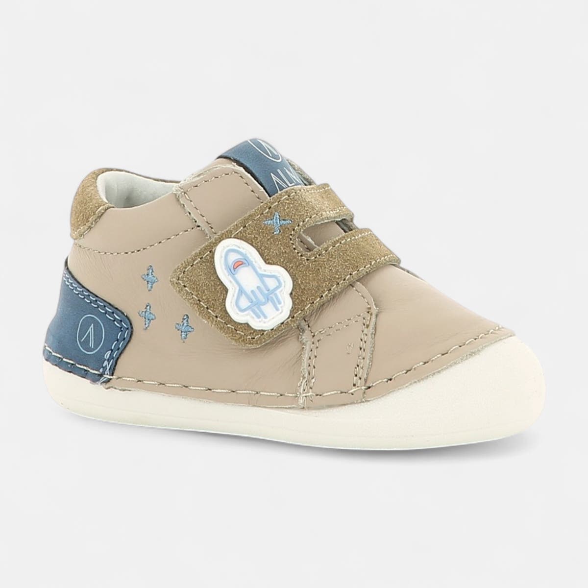 Baskets hautes Bébé garçon en cuir taupe