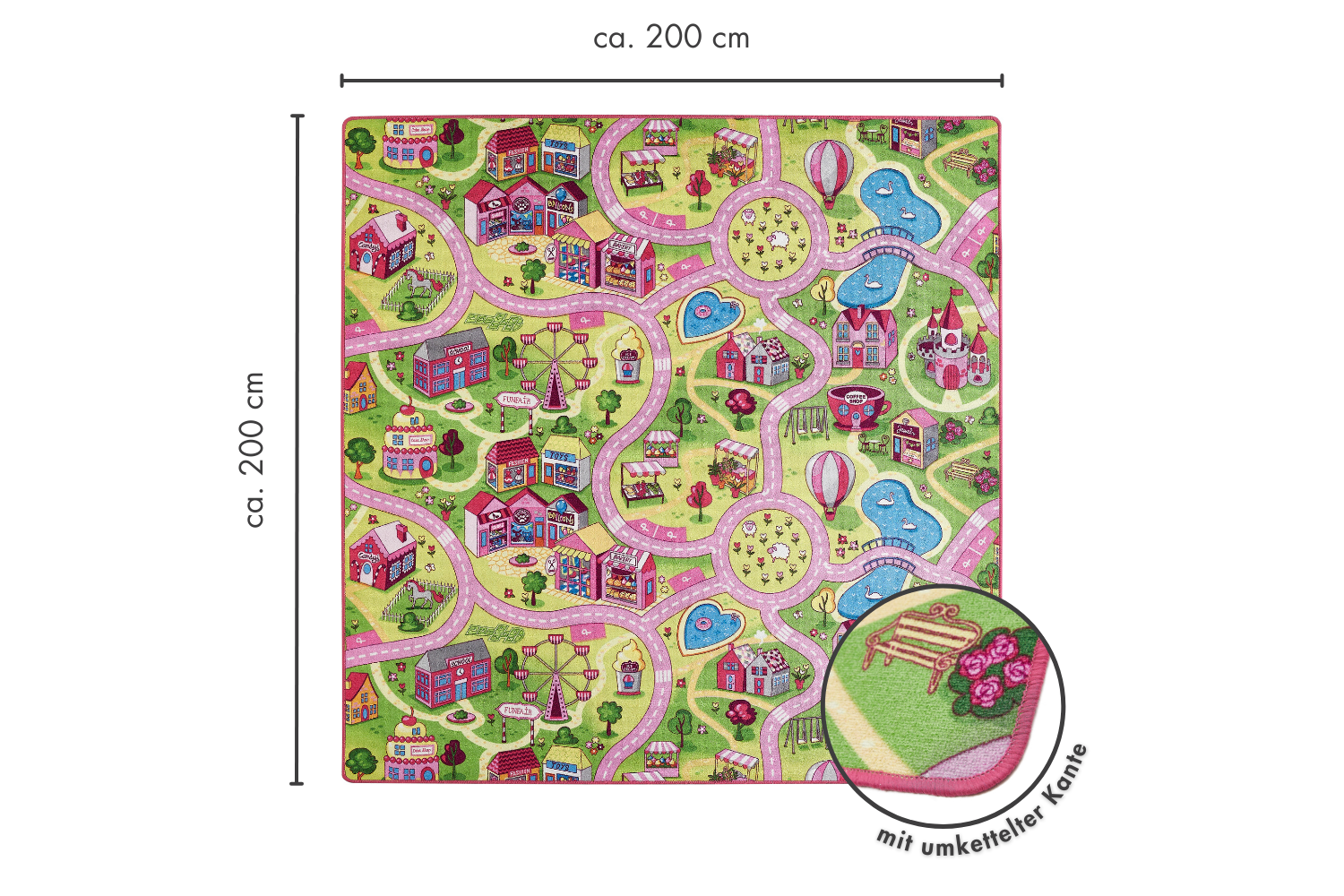 Kinderkleed Sweet Village 200 x 200 cm in multi