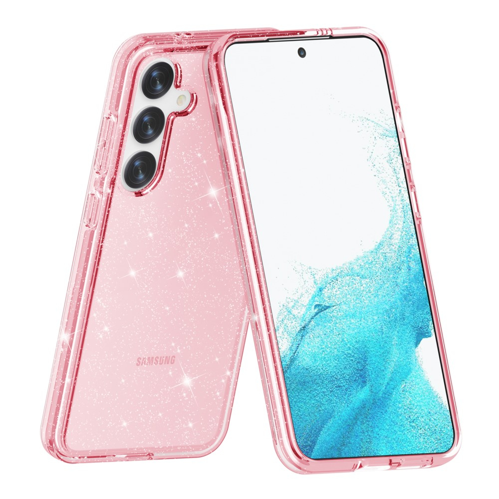 Samsung Galaxy S24 Hybrid Hardcase Schutzhülle im Glitzer Design - Pink / Transparent