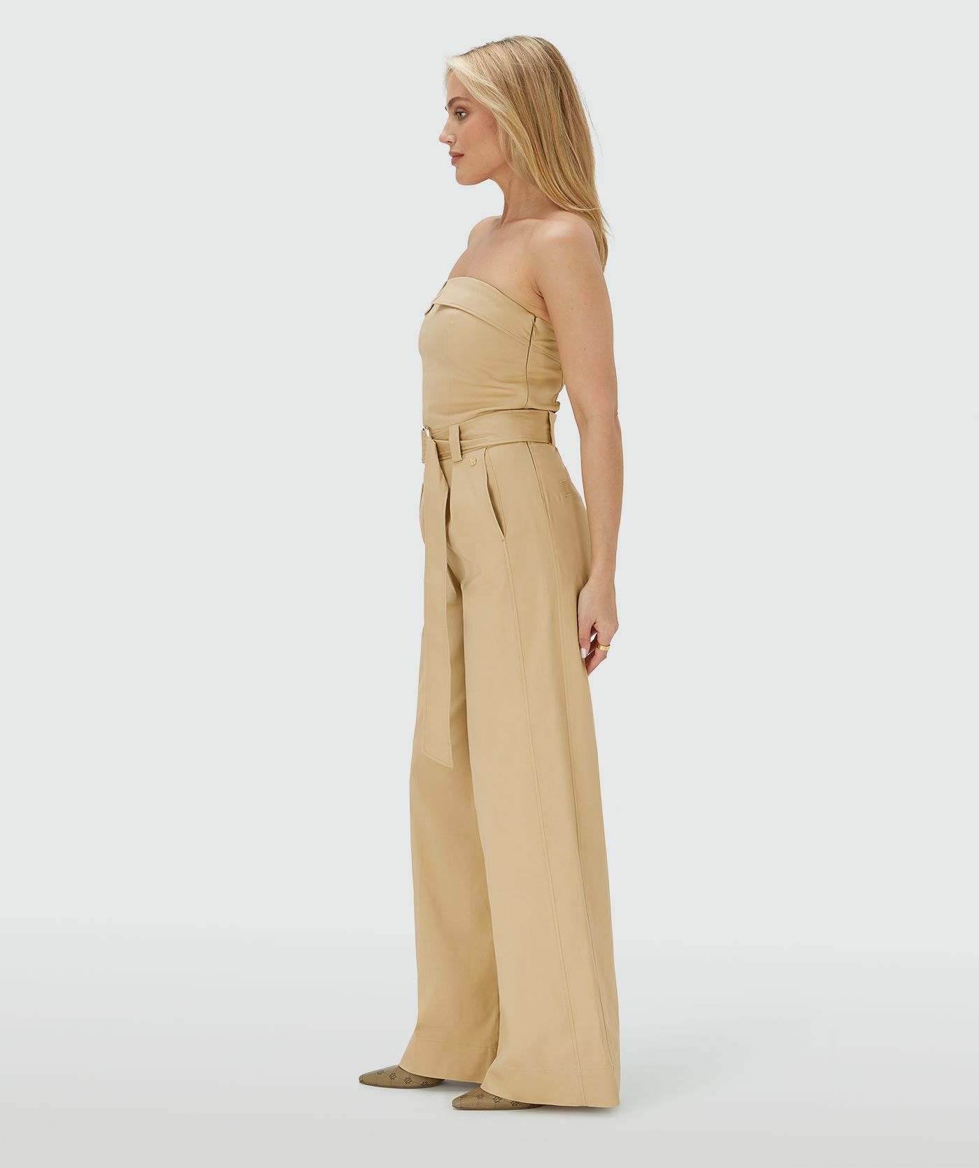 JV-MYRA wide leg jumpsuit - light camel