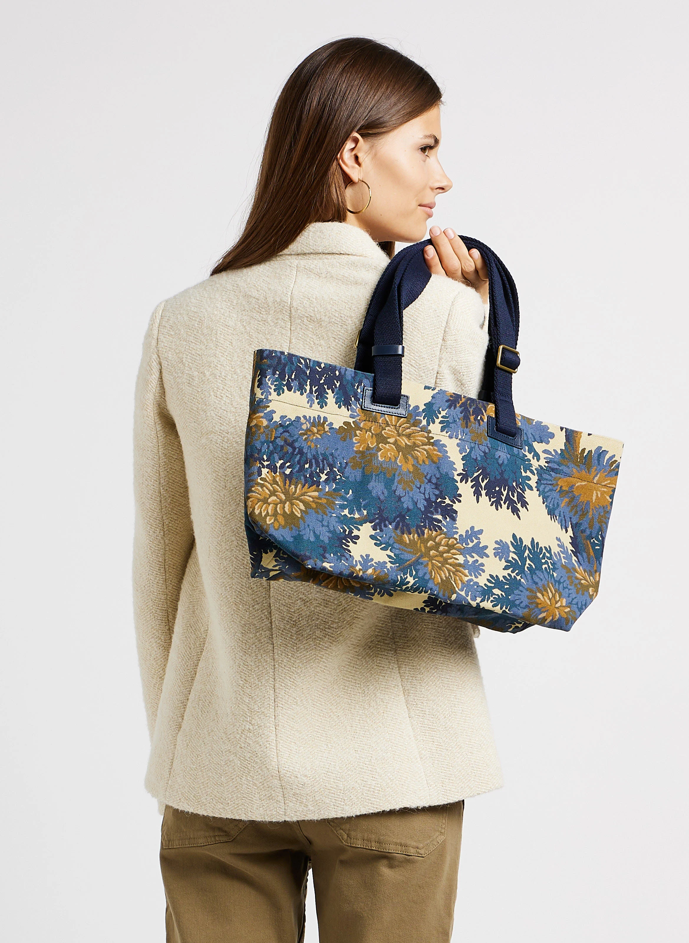 FONTAINEBLEAU - Sac cabas imprimé en coton| Bleu