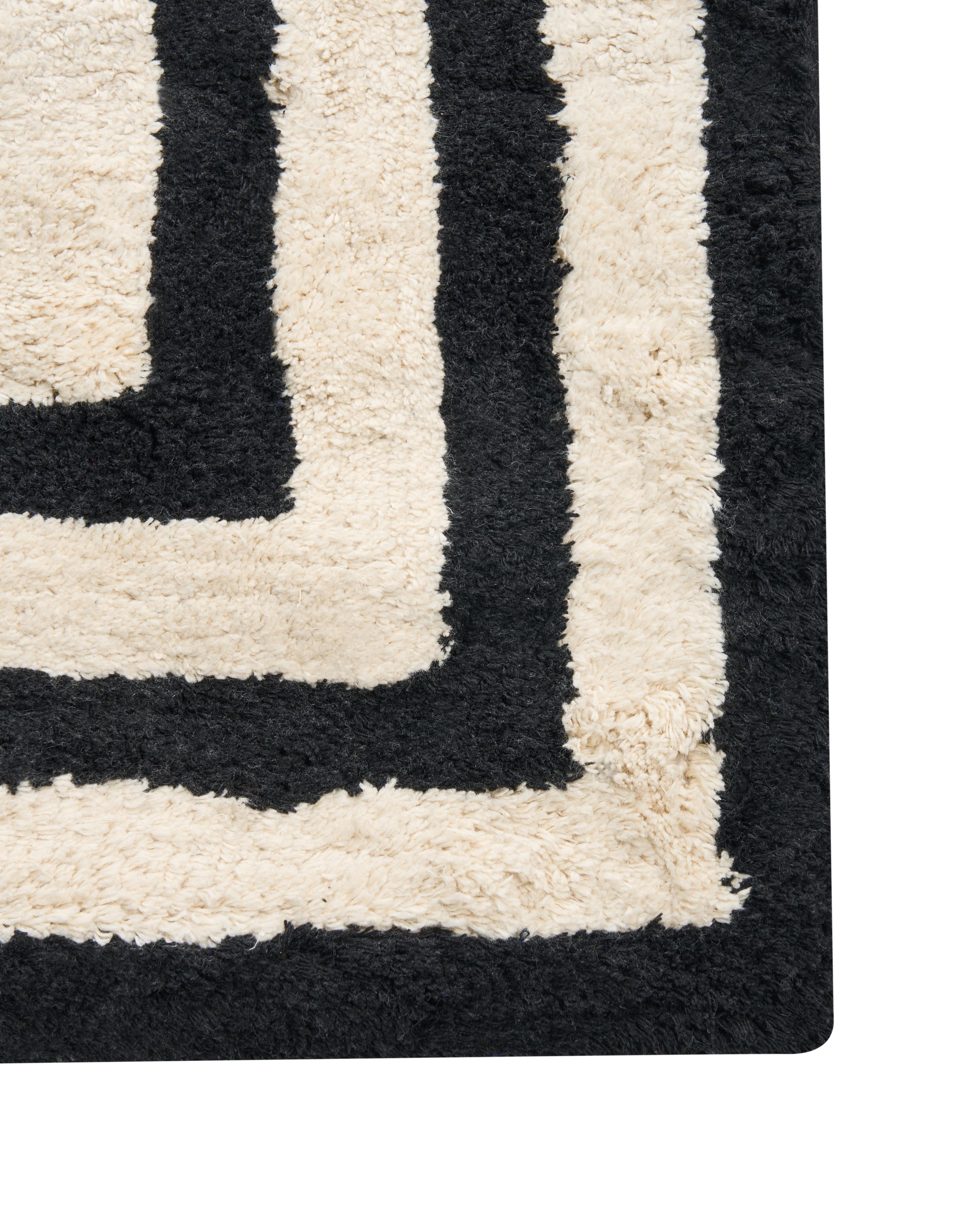 Badmat RISALU Zwart/beige 60 x 90 cm Katoen