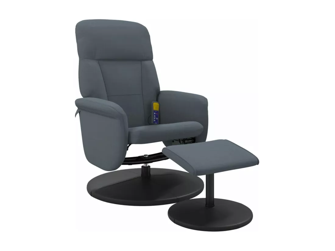 Fauteuil massant inclinable repose-pied gris foncé velours