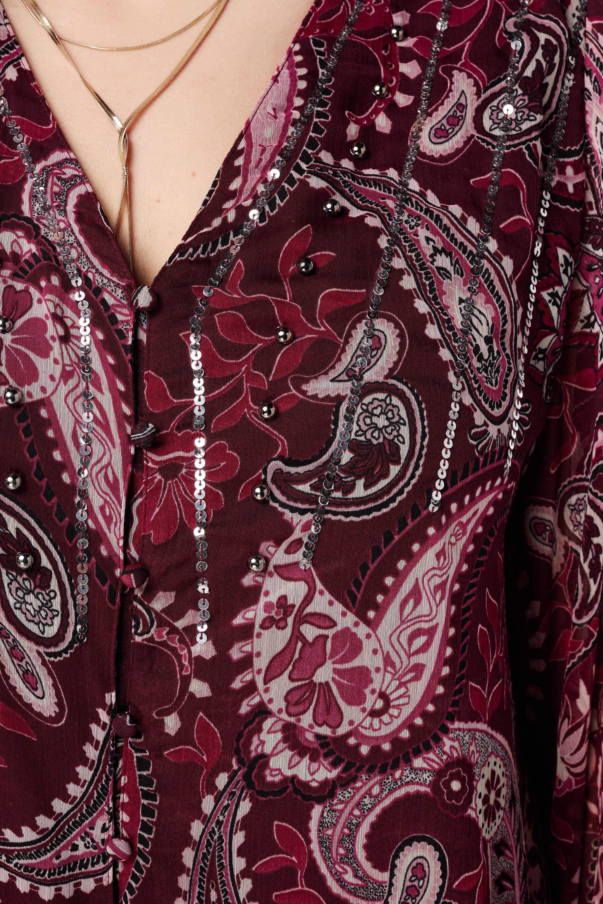 Sheer blouse met paisley print Multi Pink