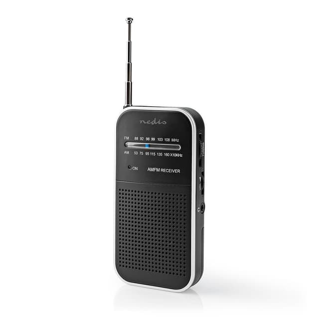 Nedis FM-radio | Bærbart design | AM / FM | Batteri | Analog | 1.5 W | Sort hvid skærm | Hovedtelefonudgang | IP20 | Aluminium / Sort