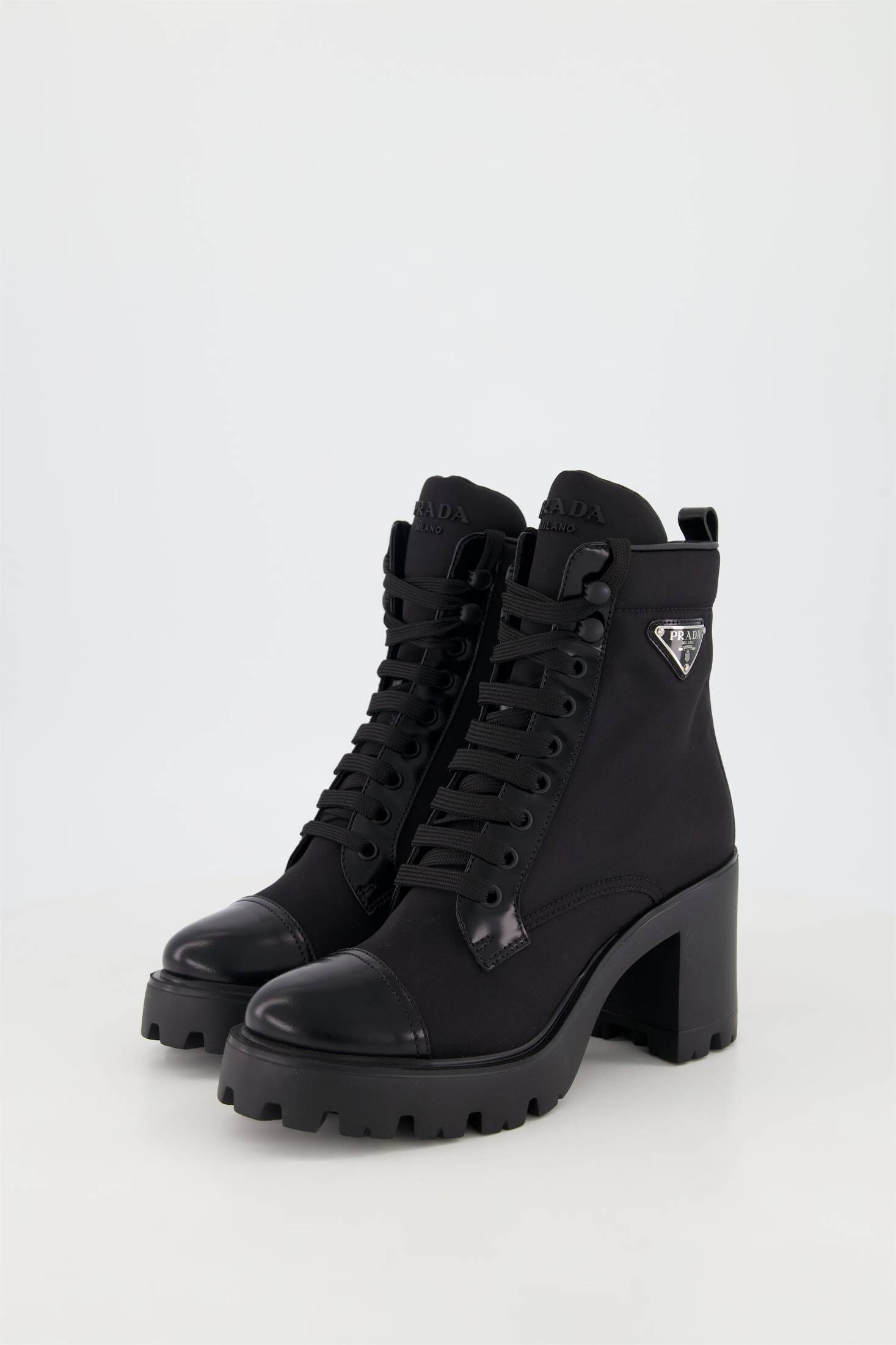 Prada| Damen Stiefeletten LACE-UP BOOTIE aus Re-Nylon und Leder