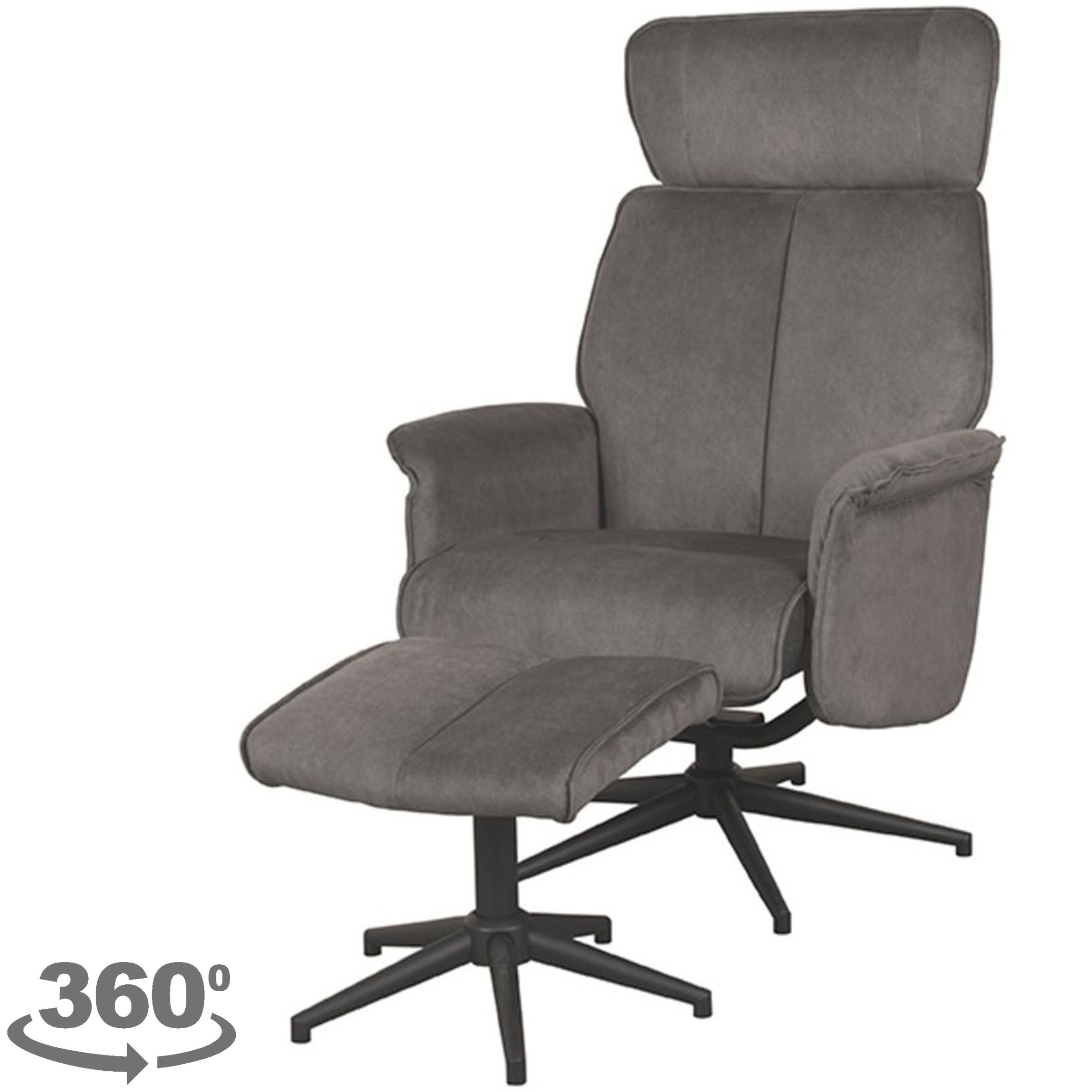 Relaxfauteuil met hocker Antraciet Cosmo CH-73.027 Verdal B77 x D79 x H109 cm