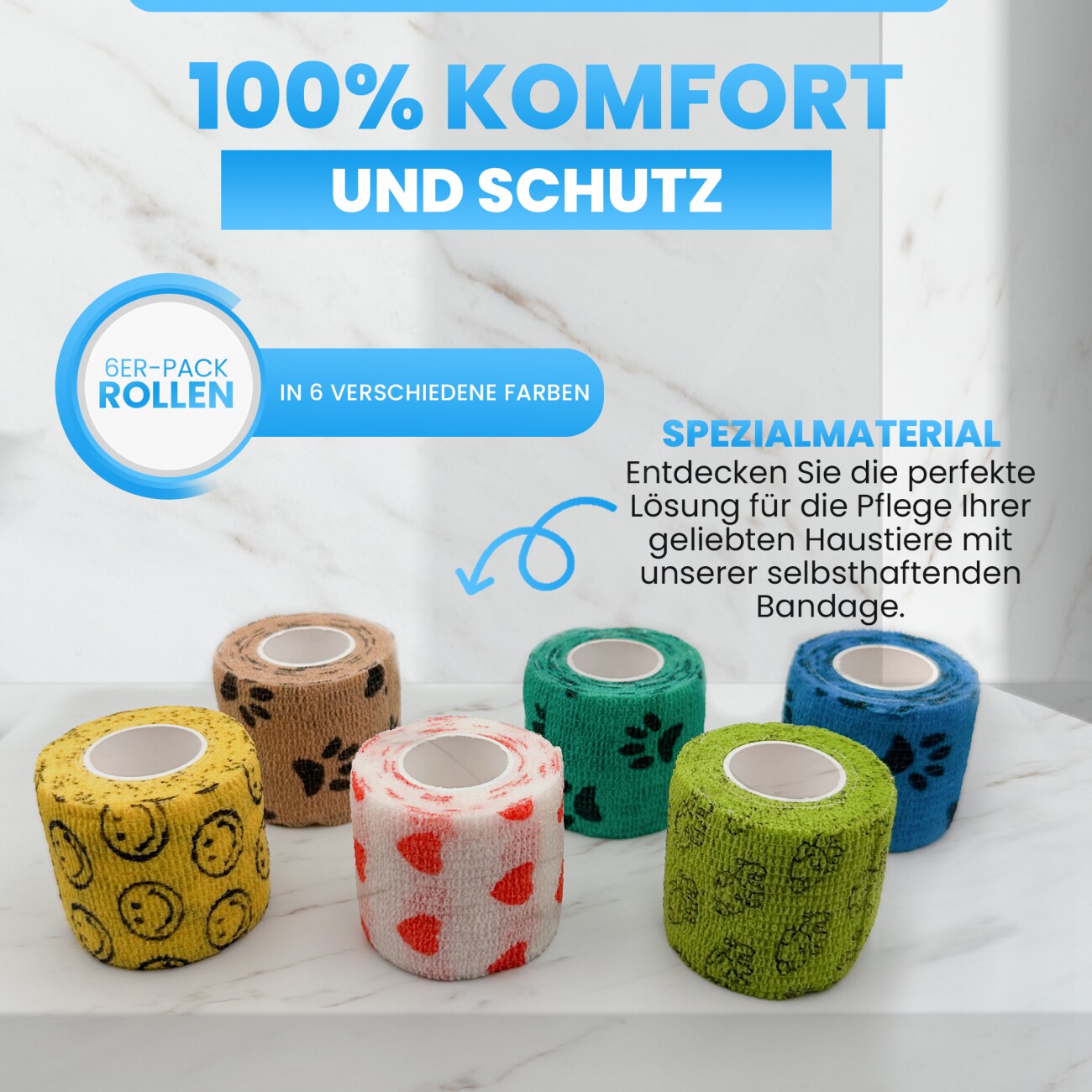 Petsation Bandagen schwarz 10cm 12St 10cm x 4,5m