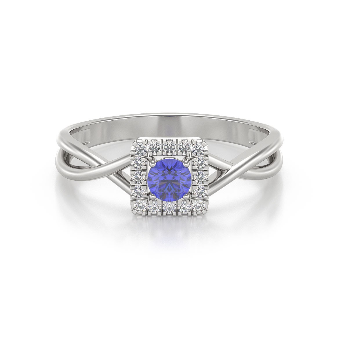Bague Tanzanite et diamants sur Argent 925 2.154grs