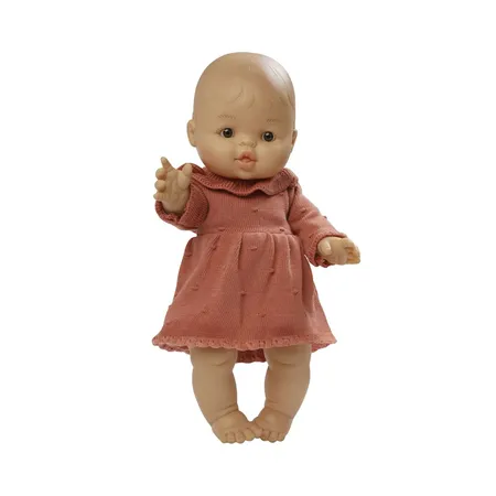 Heless Puppen-Strickkleid aus 100 % Bio-Baumwolle, pfirsich, Gr. 35-45 cm