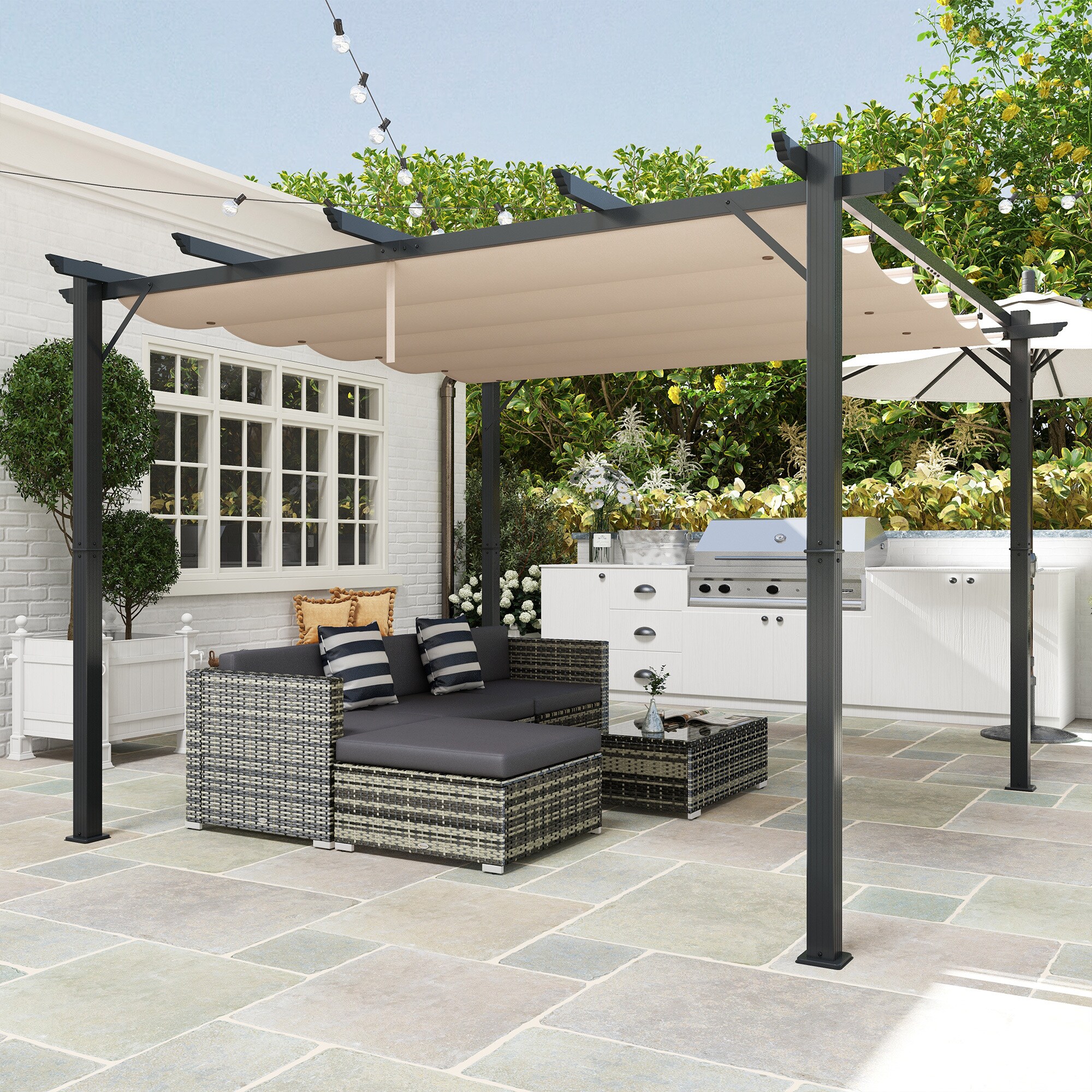 Outsunny Pergola mit Schiebedach 300 x 300 x 223 cm (LxBXH)