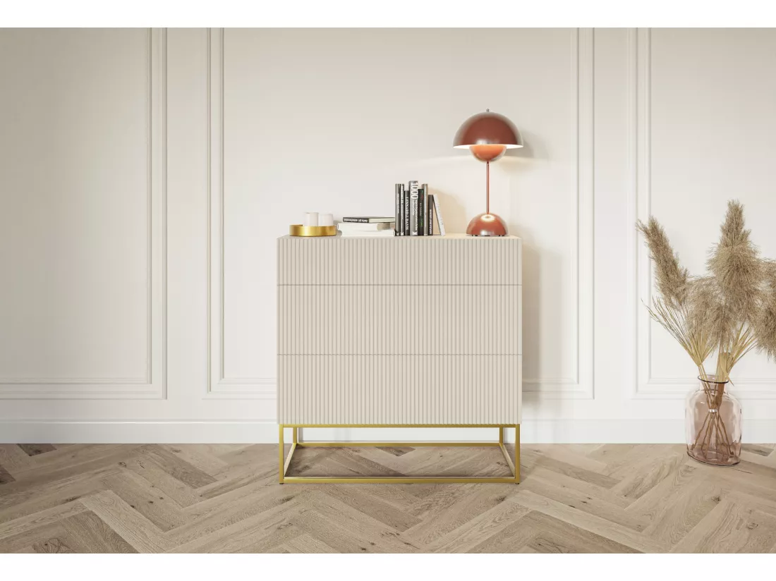 Commode avec tiroirs - 90 cm - taupe (gris-beige) - VELDIO