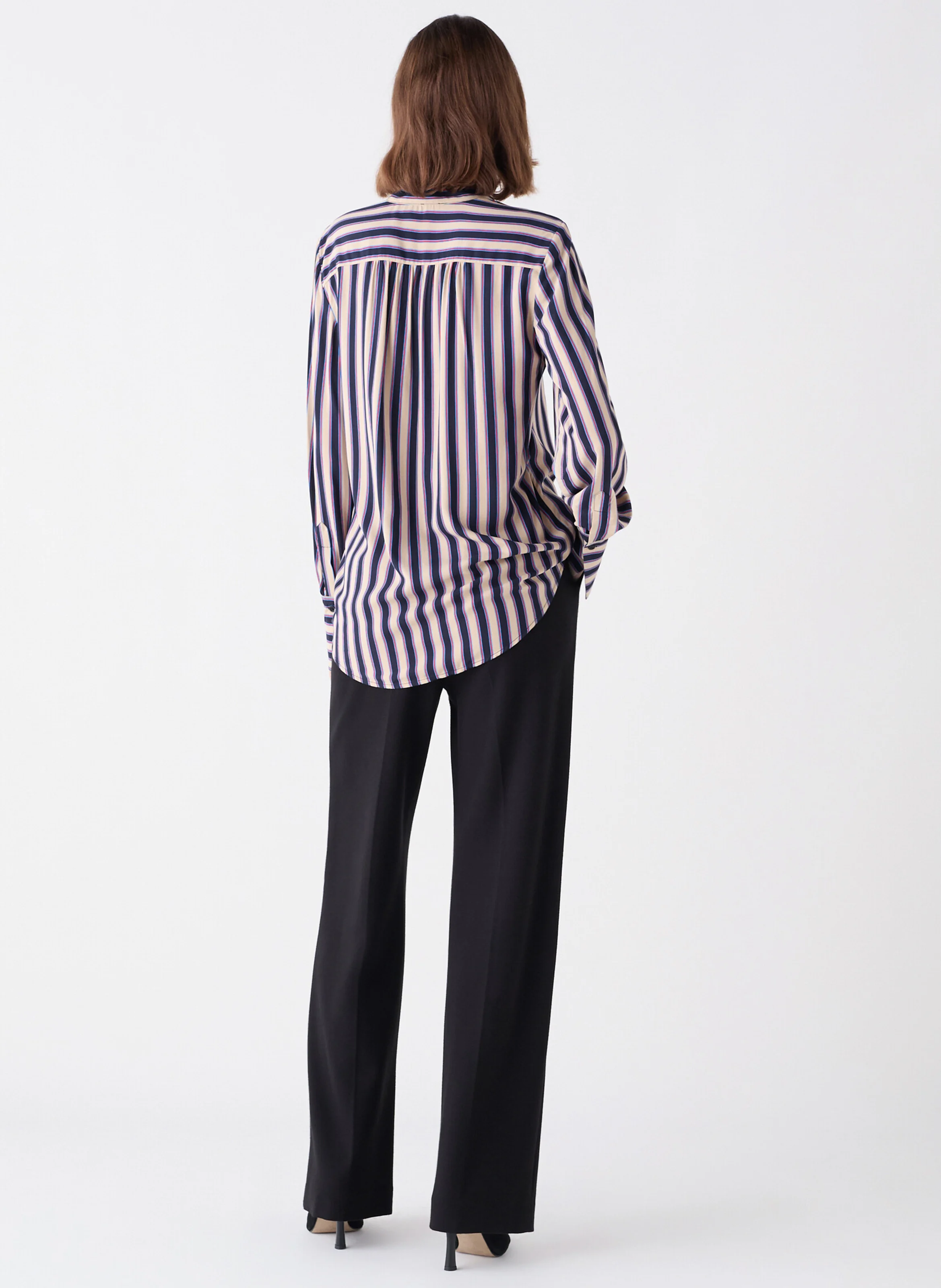 CDIANE - Blouse droite rayée| Beige