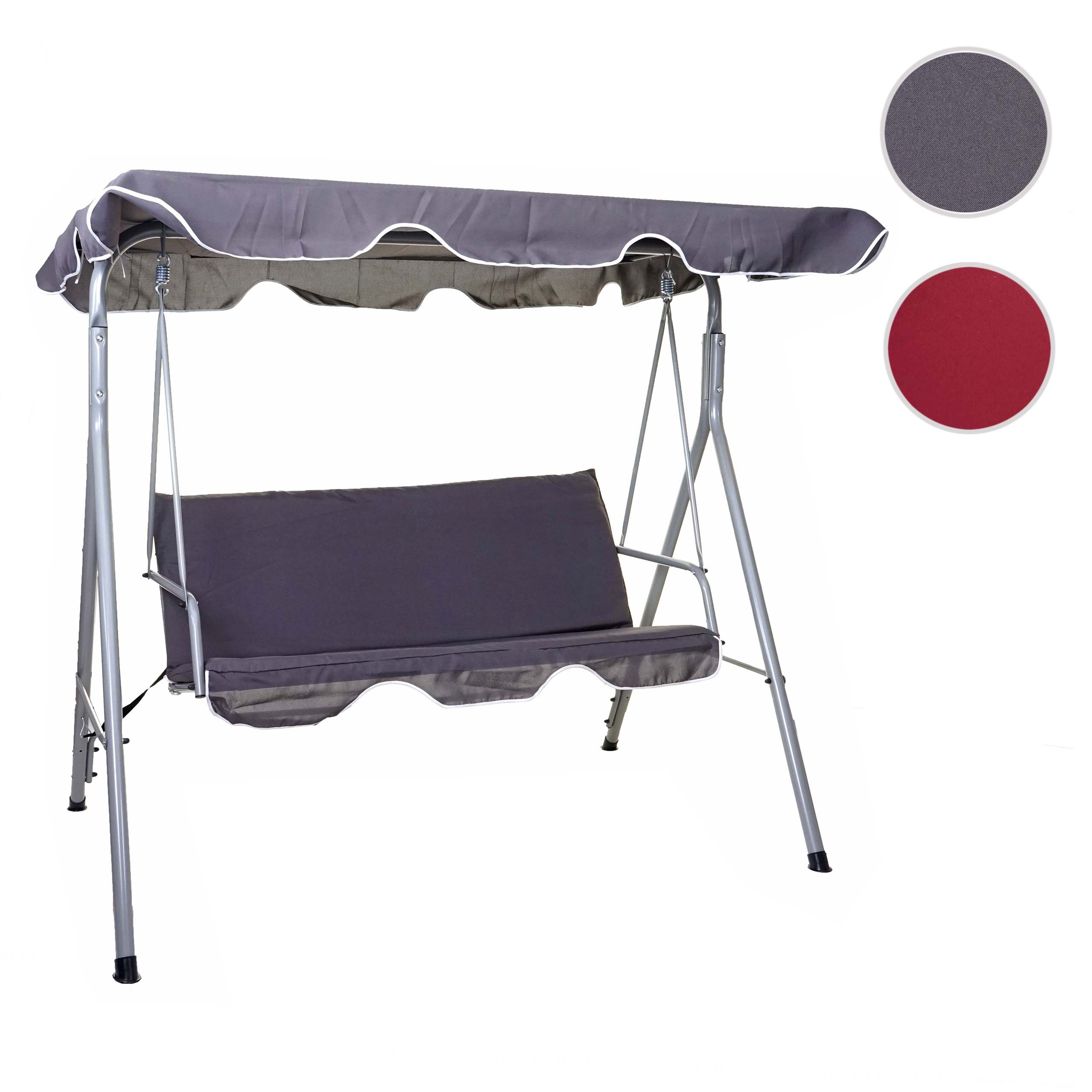 Hollywoodschaukel MCW-D61, Gartenschaukel Hängeschaukel Bank, 3-Sitzer UV 50+ verstellbares Dach 197x185cm ~ dunkelgrau
