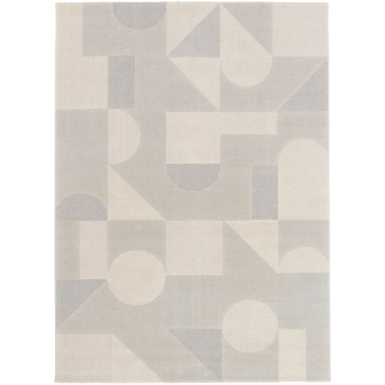 Tapis intérieur géométrique - bauhaus - gris et beige naturel - 80 x 150 cm