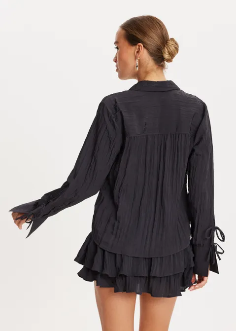 Blouse met strikjes zwart (ZWART)