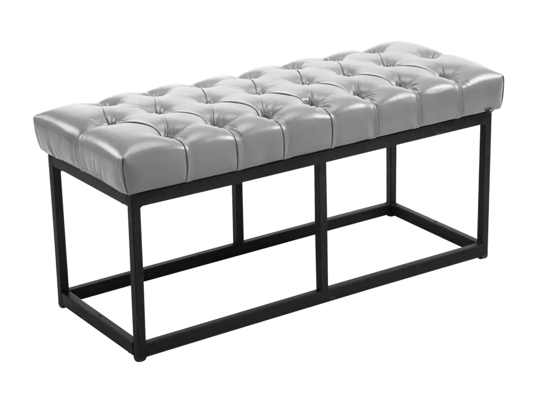 Banquette - Similicuir & Métal noir mat - Gris - Amun