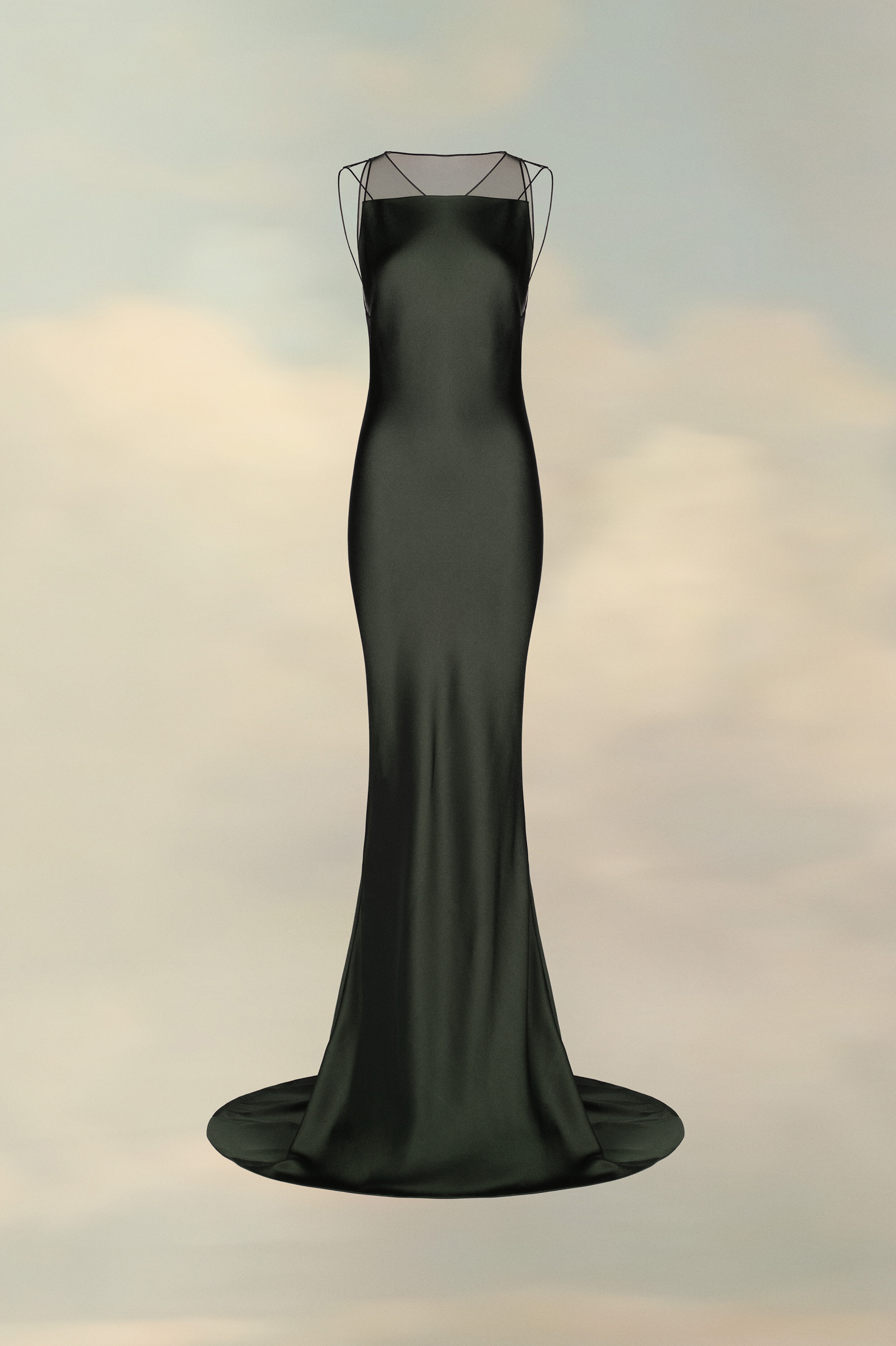 Robe longue en satin - Forêt Vert